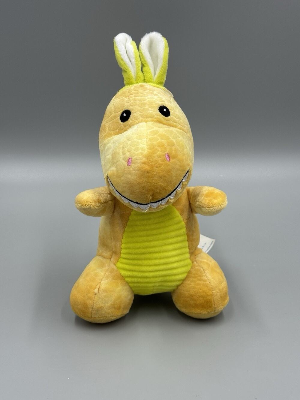 Walmart Dinosaur with Bunny Ears Yellow Plush Small 8” Stuffed Animal